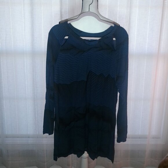 SOMA Long Sleeve V-Neck Blue/Black Abstract Print Tunic XL - Picture 1 of 4